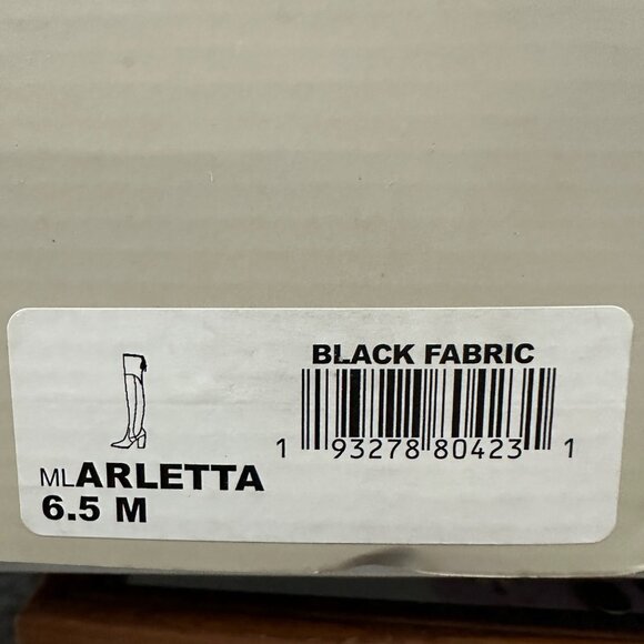 Marc Fisher Arletta NEW IN BOX black faux suede 25” high  3.5 “ heels sz 6.5M - Picture 9 of 9